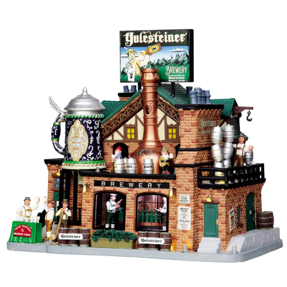 Brasserie Yulesteiner, bâtiment animé pour un village de Noël en porcelaine