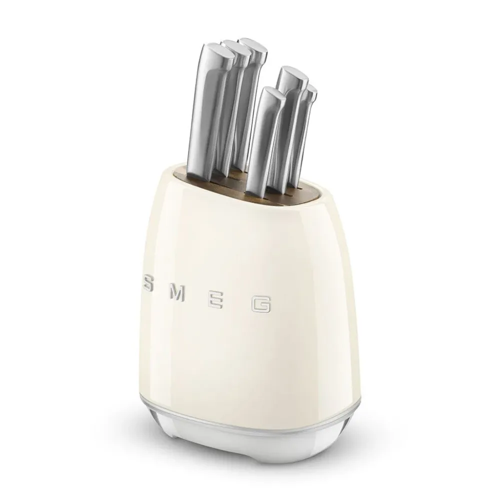 SMEG - Bloc à couteaux avec 6 couteaux Crème