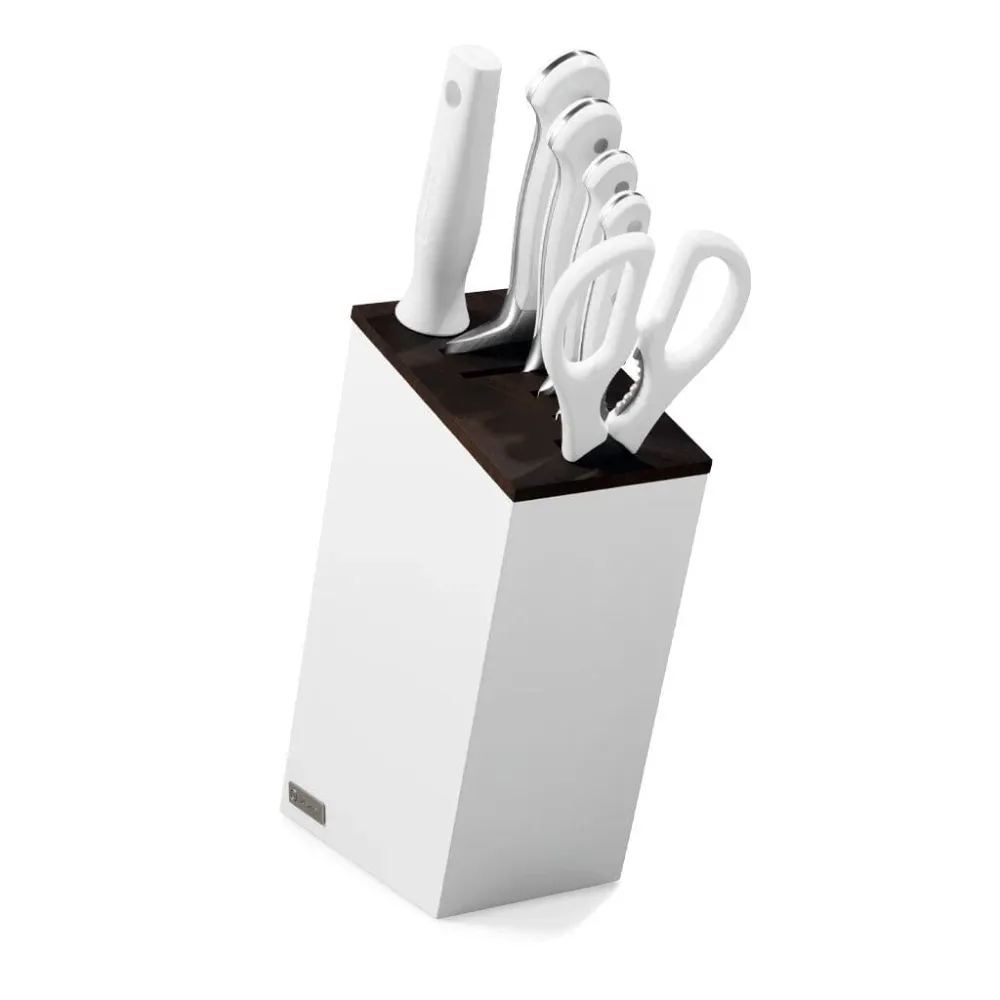 Wusthof - Ensemble de couteaux classiques 6 pièces avec Santoku blanc avec bloc