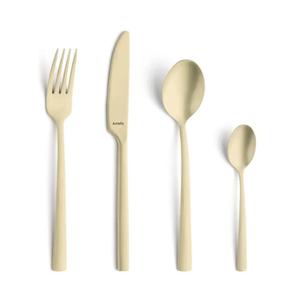 Amefa - Ménagère 16 pièces Manille Stonewash - Champagne
