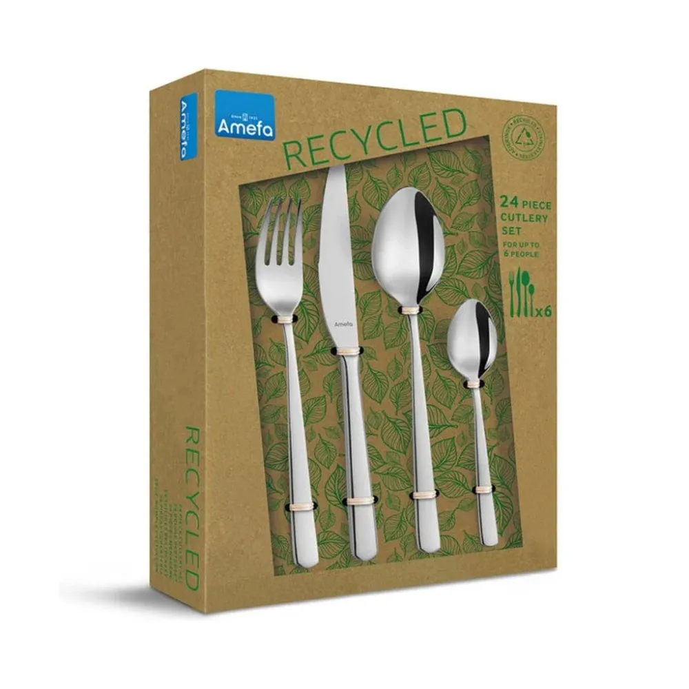 Amefa - Ménagère 24 pièces recyclées Phoenix 18/0 en boîte kraft Trend