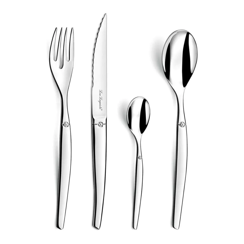 Lou Laguiole - Ménagère Jet 24 pièces - Argent Miroir
