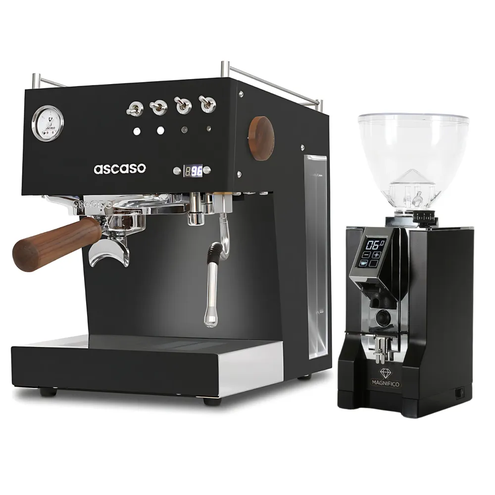 Ascaso Steel Duo PID Noir & Bois Set avec Eureka Magnifico 16CR noir