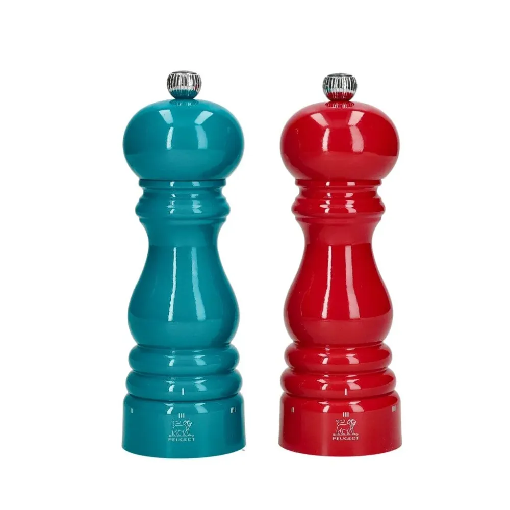 Moulin à poivre et à sel Peugeot Paris 18 cm Bleu Pacifique et Rouge Passion