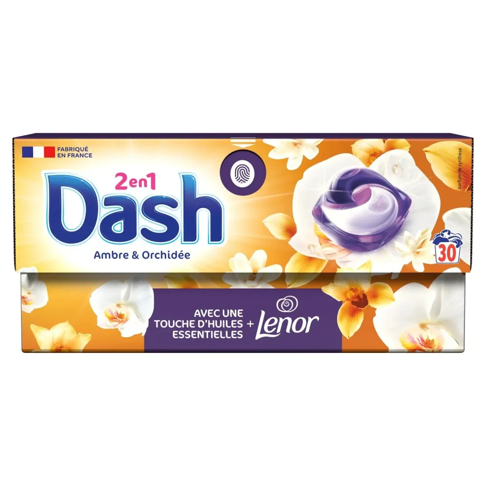 30 capsules de lessive liquide 2en1 ambre et orchidée Stokomani