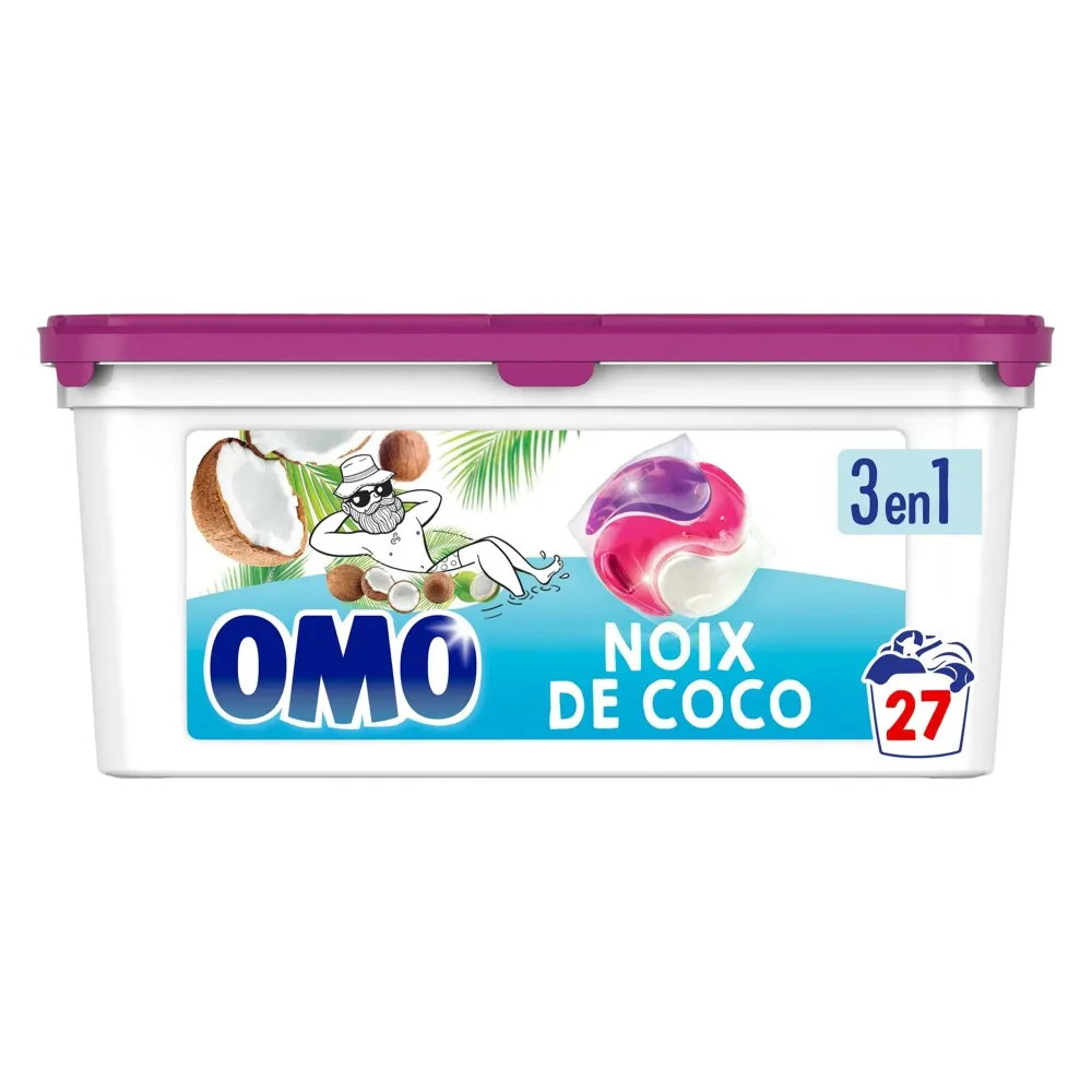 27 capsules de lessive 3 en 1 à la Noix de coco Stokomani