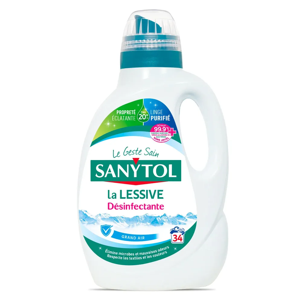34 doses lessive liquide concentrée désinfectantes fleurs blanches Stokomani