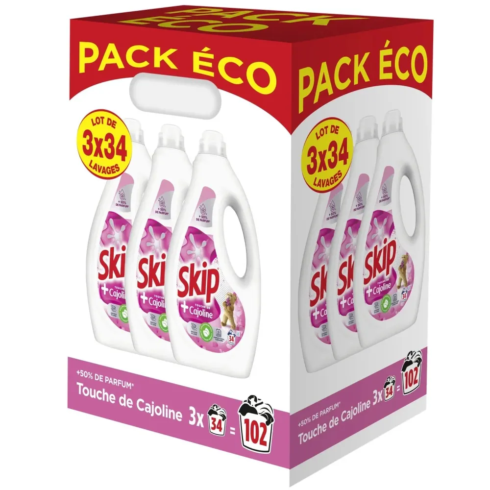Lot de 3x34 doses de lessive liquide tout en 1 Touch de Cajoline Stokomani