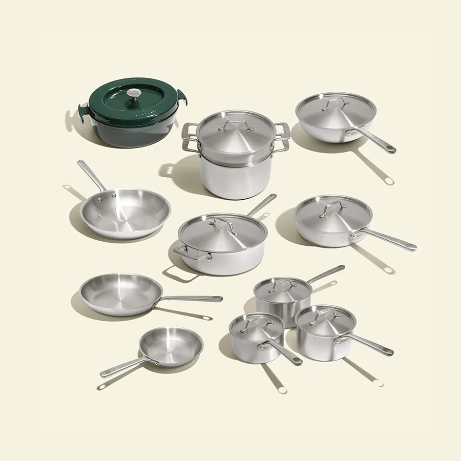 Batterie de cuisine en inox, 21 pièces