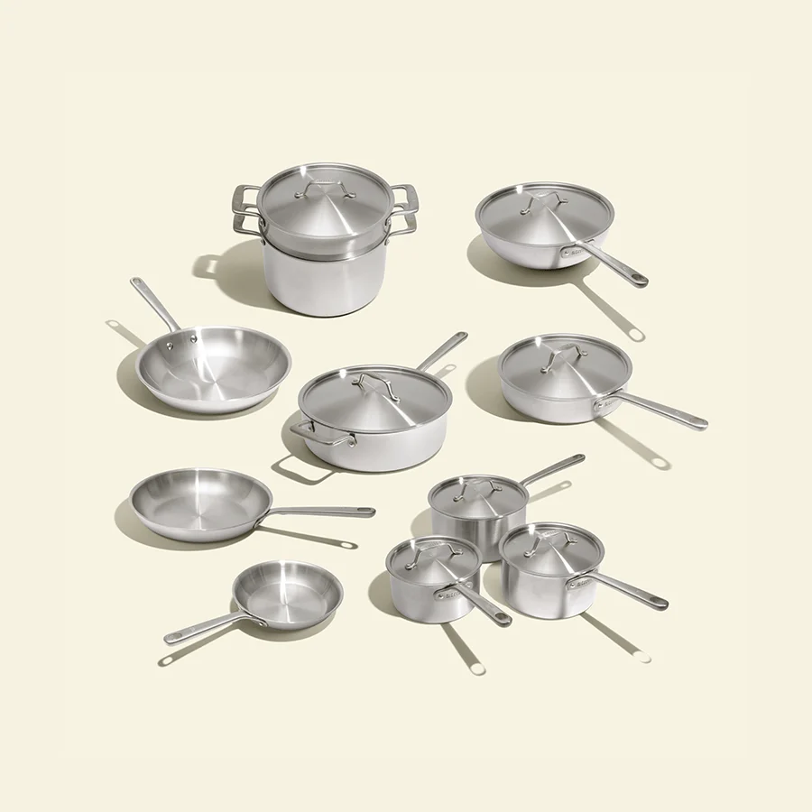 Batterie de cuisine en inox, 19 pièces