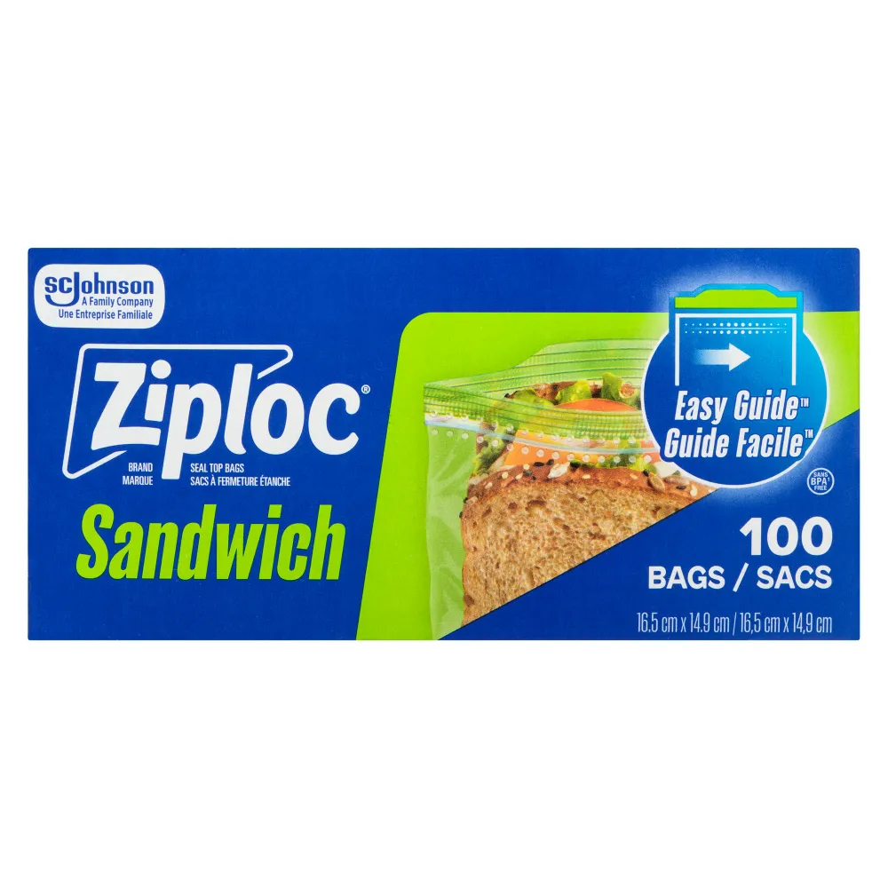 Ziploc Marque Sandwich 100 Sacs à Fermeture Étanche