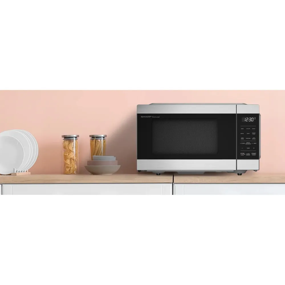 Sharp Four à micro-ondes de comptoir 19,6 pouces, 0,9 pi. cu. avec cuisson à air et convection SMC0985KSC