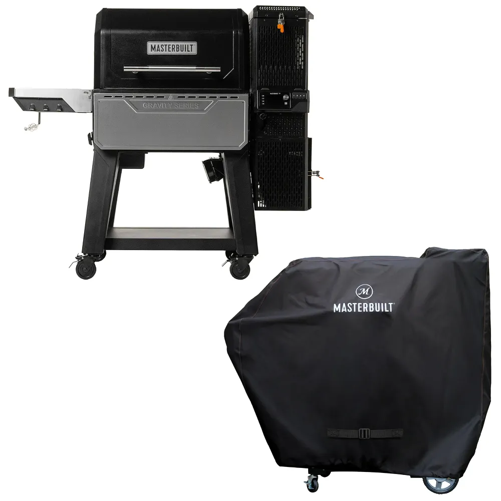 Barbecue au charbon de bois numérique Gravity Series® XT + fumoir avec housse