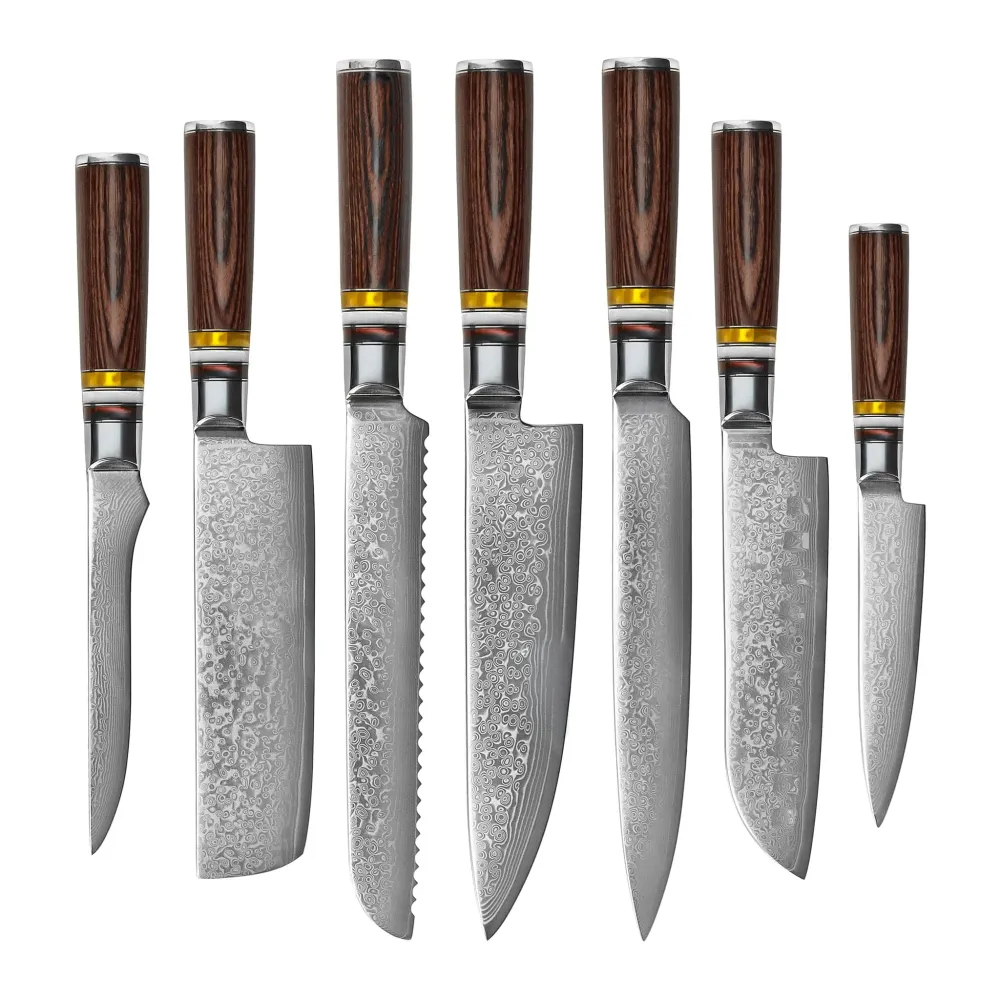 Ensemble de couteaux Damas 7 pièces Micarta Jewels Shinrai Knives