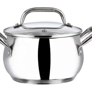 Vinod Almaty Stainless Steel Casserole Glass Lid 2.9 litre, 18 cm | 2.6mm Thick Base | Triply Casserole, Sturdy Riveted Ha...