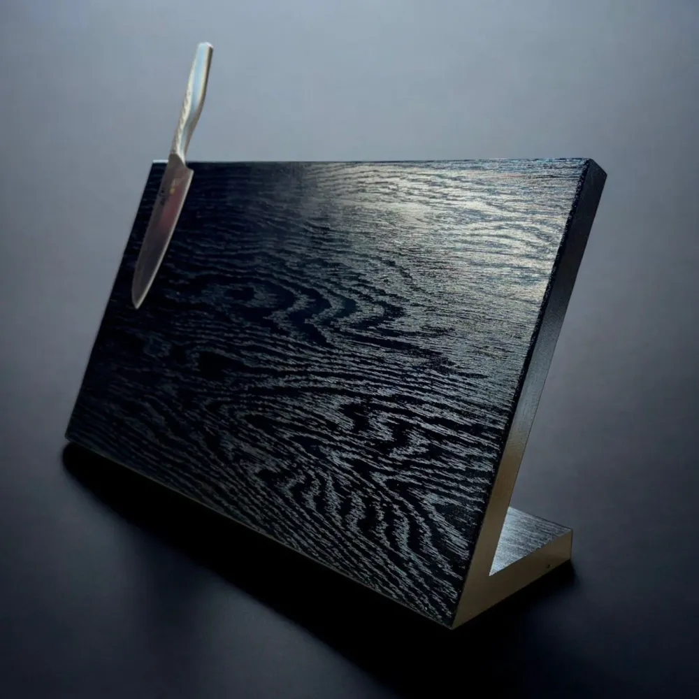 Vous le préférez plus foncé ? – Bloc à couteaux biseauté en noir, de 30 à 60 cm de large. Aimanté simple ou double face. H...