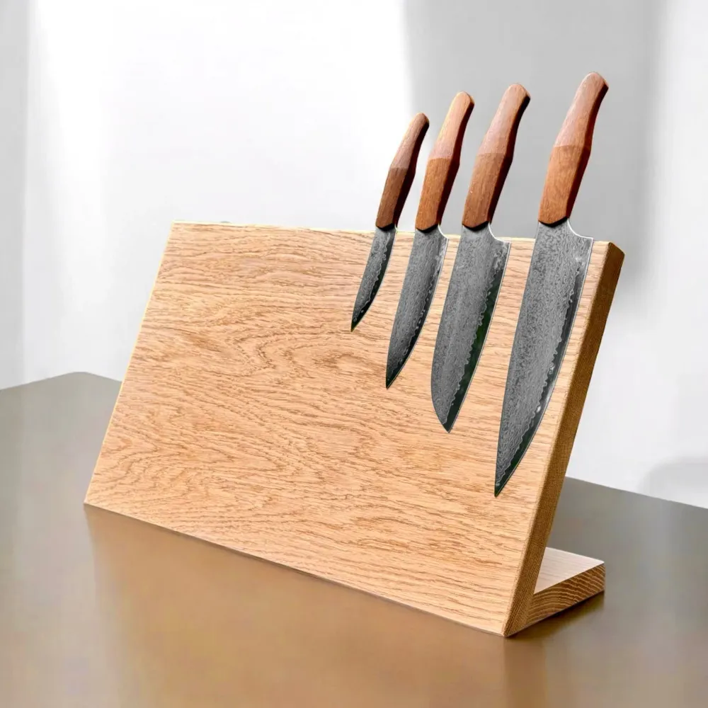 Windswept - Bloc à couteaux magnétique coudé simple ou double face de 30 à 60 cm. Hauteur : 25 cm. Rune-Jakobsen Woodworks