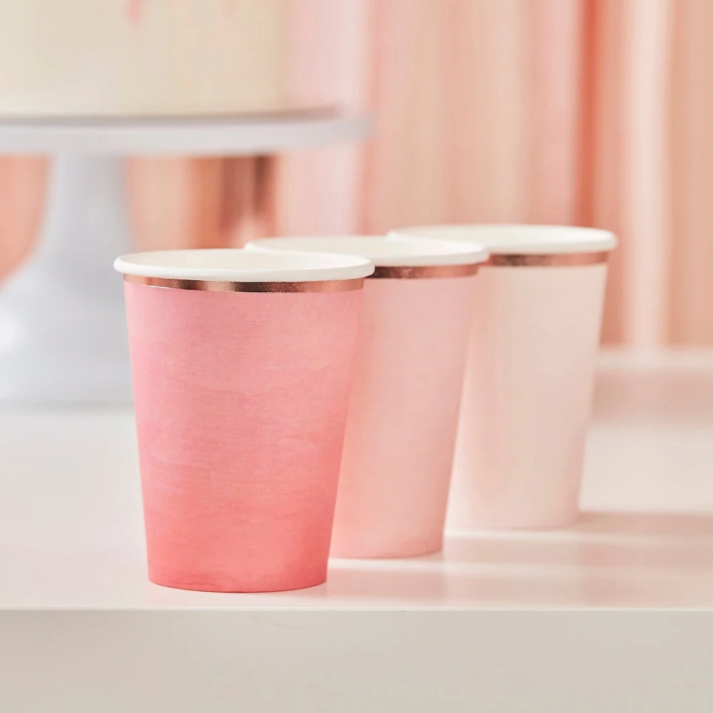 Gingerray Gobelets en papier rose ombré