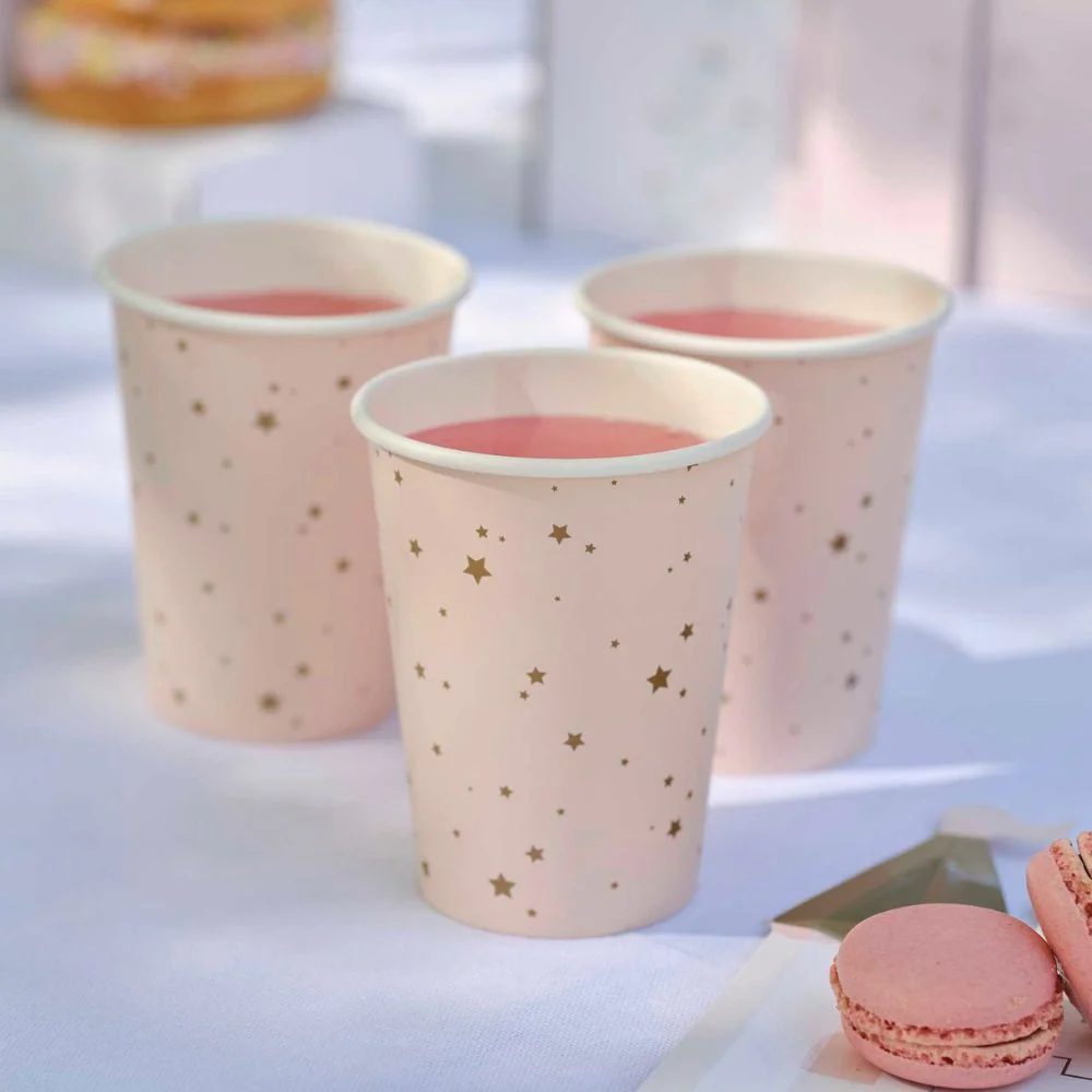 Gingerray Gobelets en papier rose et or Étoile