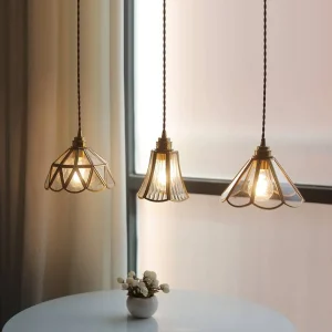 ÉléganceLumière - Lustre Suspendu en Laiton et Verre Transparent A