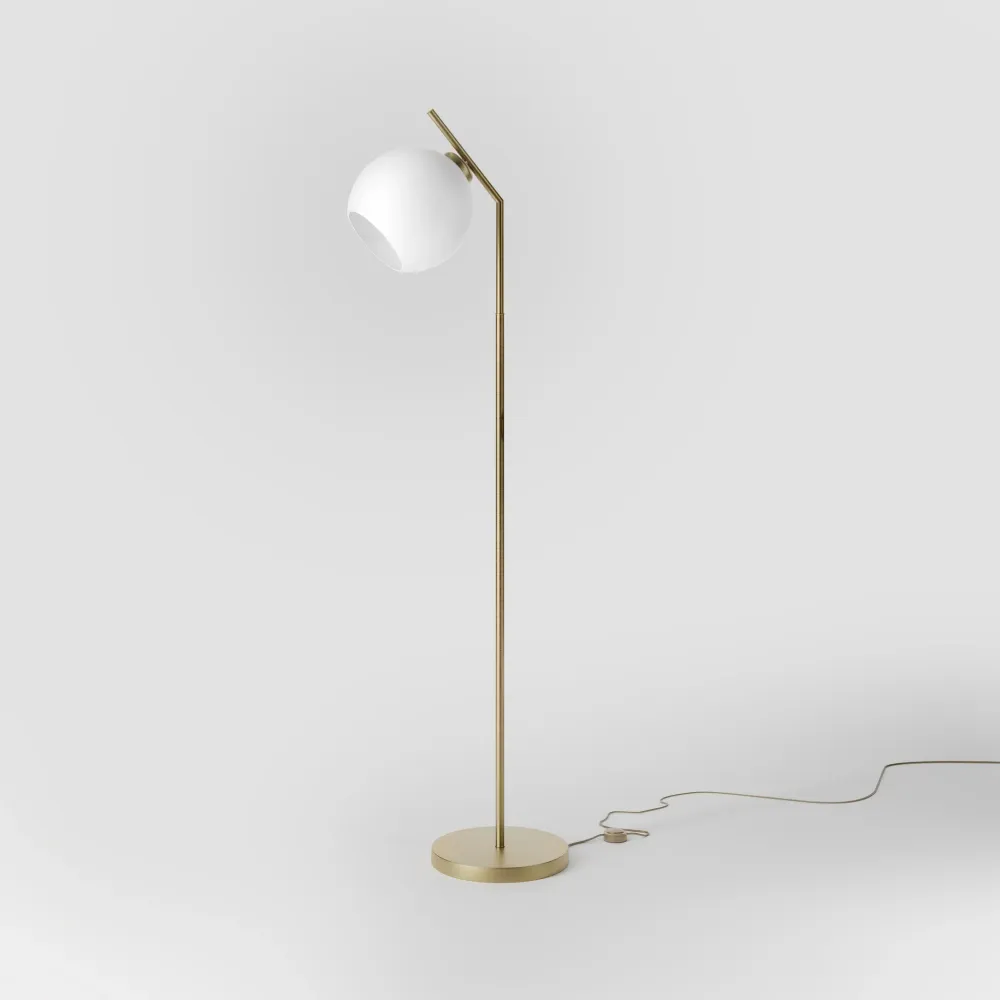 Lampe Sur Pied en Laiton avec Globe en Verre Opale Ghidini 1849