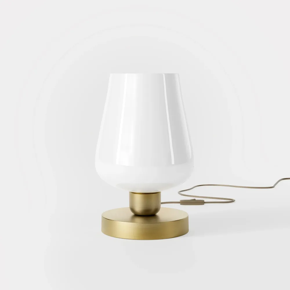 Lampe De Table Compacte En Laiton Avec Verre Blanc Talis Ghidini 1849
