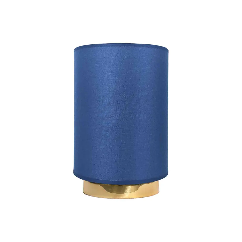Lampe de Table Cylindrique avec Abat-jour Bleu et Base en Laiton Sofis Ghidini 1849