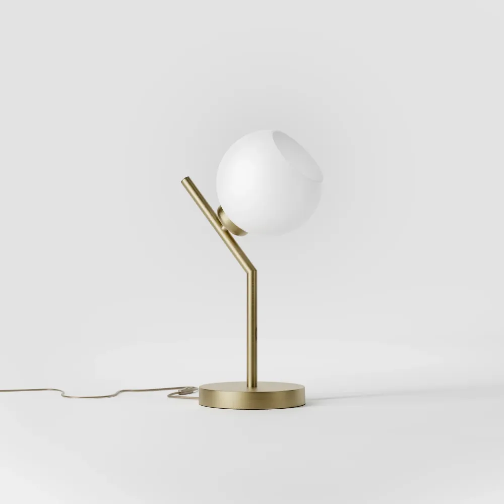 Lampe de Table en Laiton avec Globe en Verre Opale Ghidini 1849