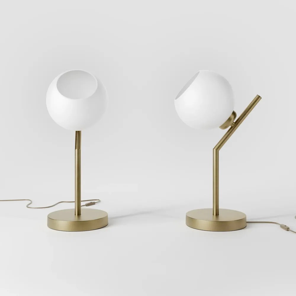 Lampe de Table en Laiton avec Globe en Verre Opale Ghidini 1849