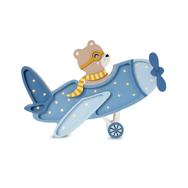 Little Lights Vintage Aircraft Denim Blue Bear Children's Lamp (lampe pour enfants)