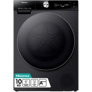 TieDex UK HISENSE 7S Series DH7S107BB AI WiFi-enabled 10 kg Heat Pump Tumble Dryer - Black CPT-TIEDEX