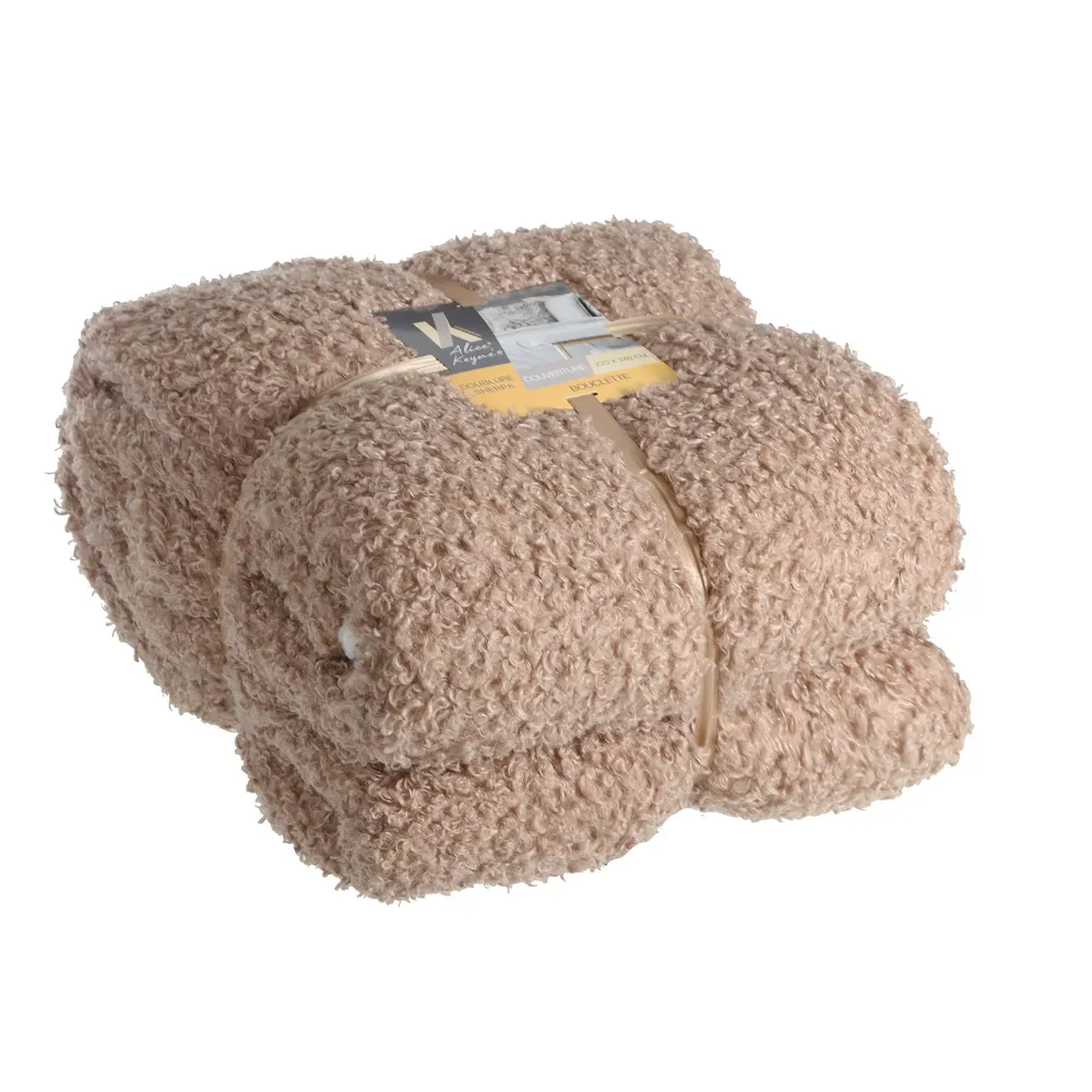 Couverture bouclette dos sherpa 220x240cm Stokomani