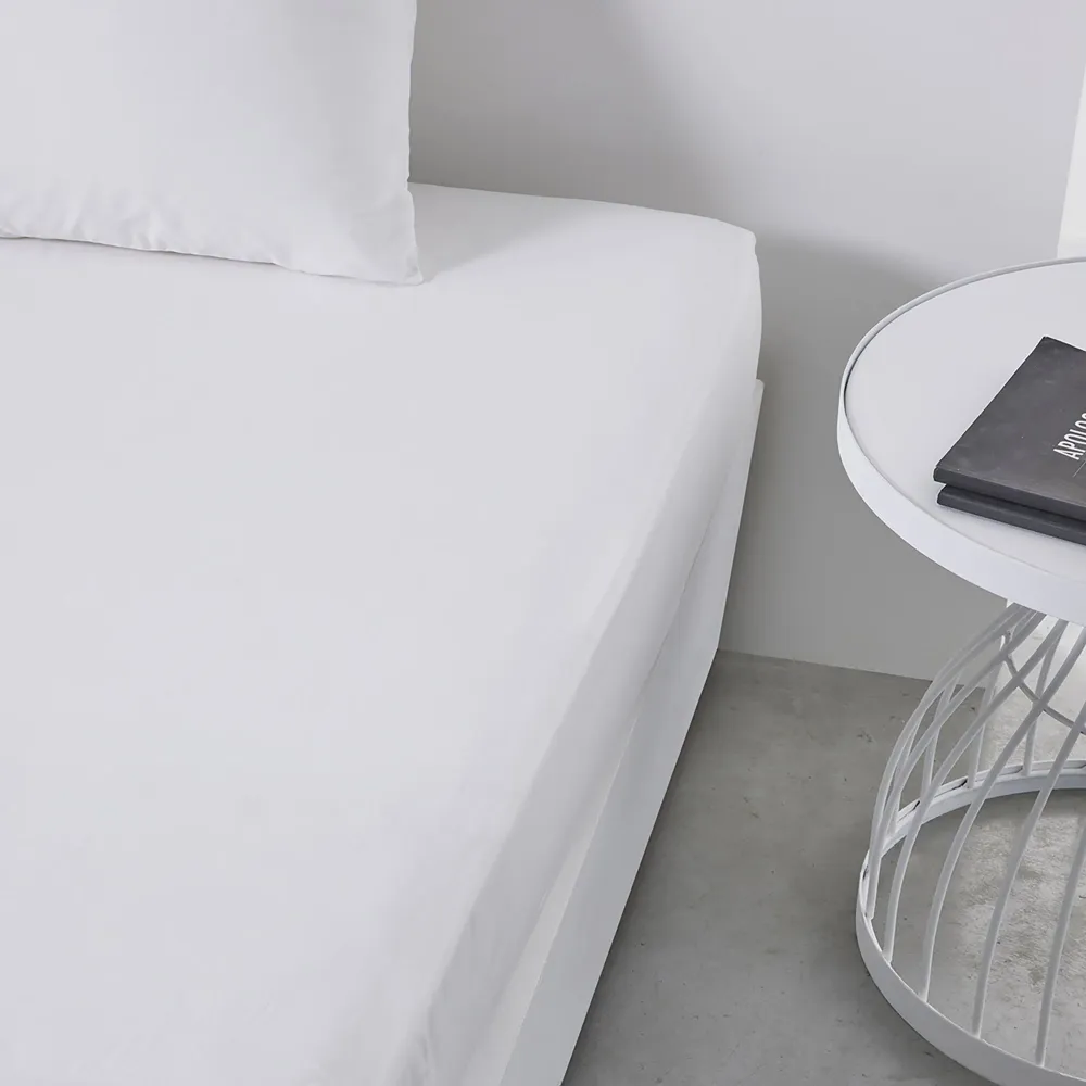 Drap housse blanc 140x190cm Stokomani