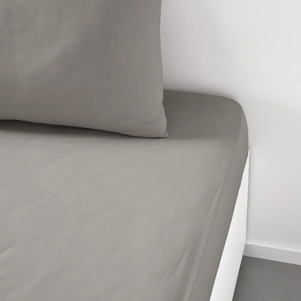 Drap housse gris 140x190cm Stokomani