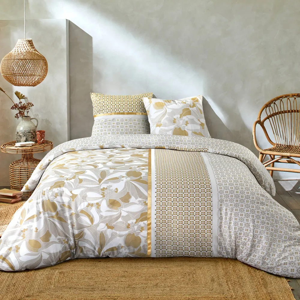 Parure housse de couette 240 x 220 cm et 2 taies d'oreiller - Blanc Stokomani