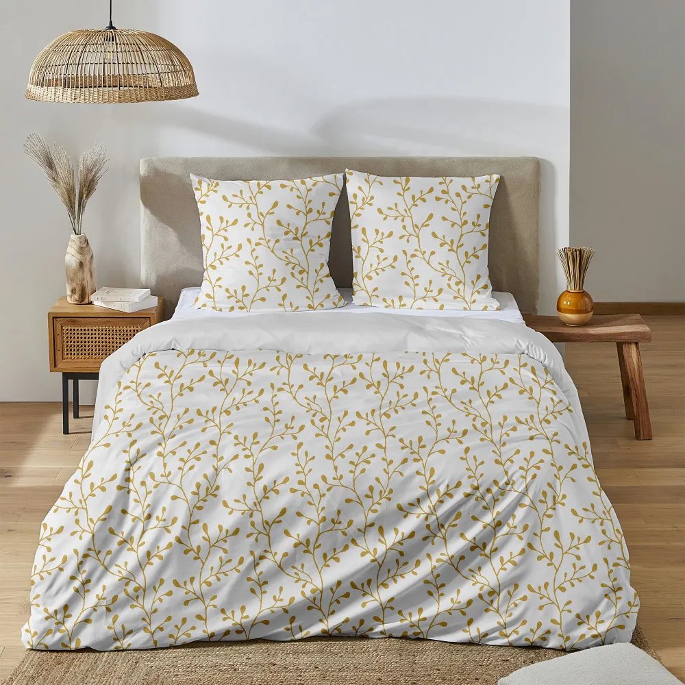 Parure housse de couette imprimé - Blanc Stokomani