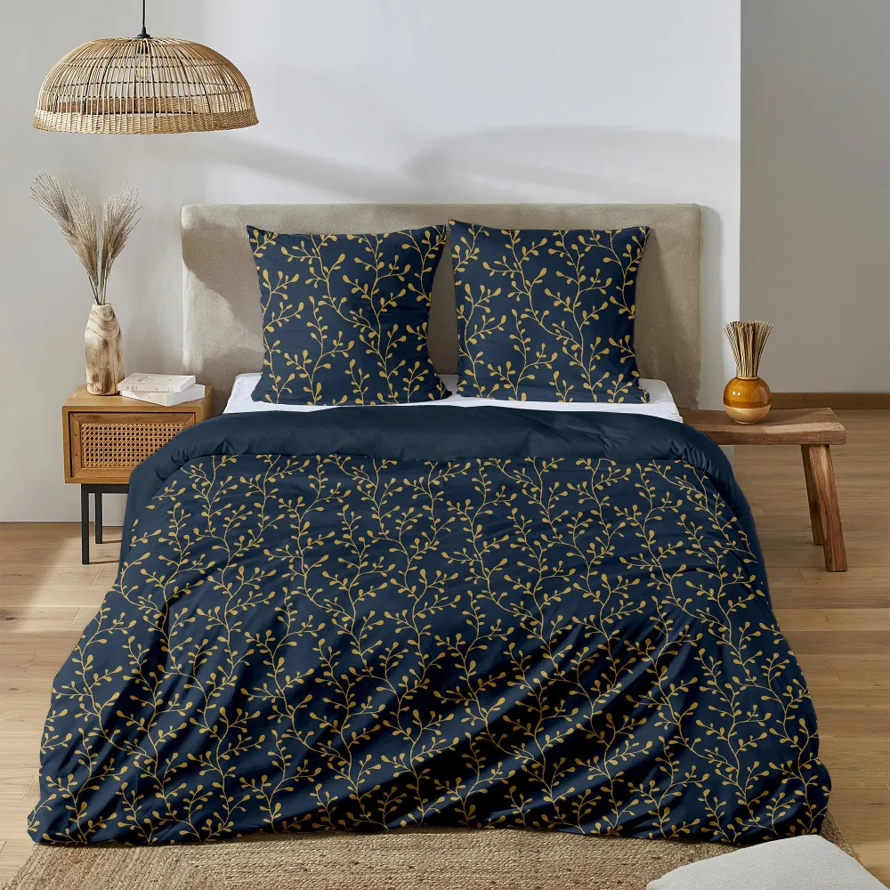 Parure housse de couette imprimé - Bleu Stokomani