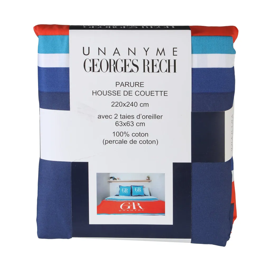 Parure housse de couette rayé 240x220cm Stokomani
