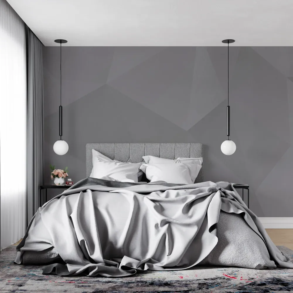 Papier Peint Mural Géométrique | Design Abstrait Gris Moderne