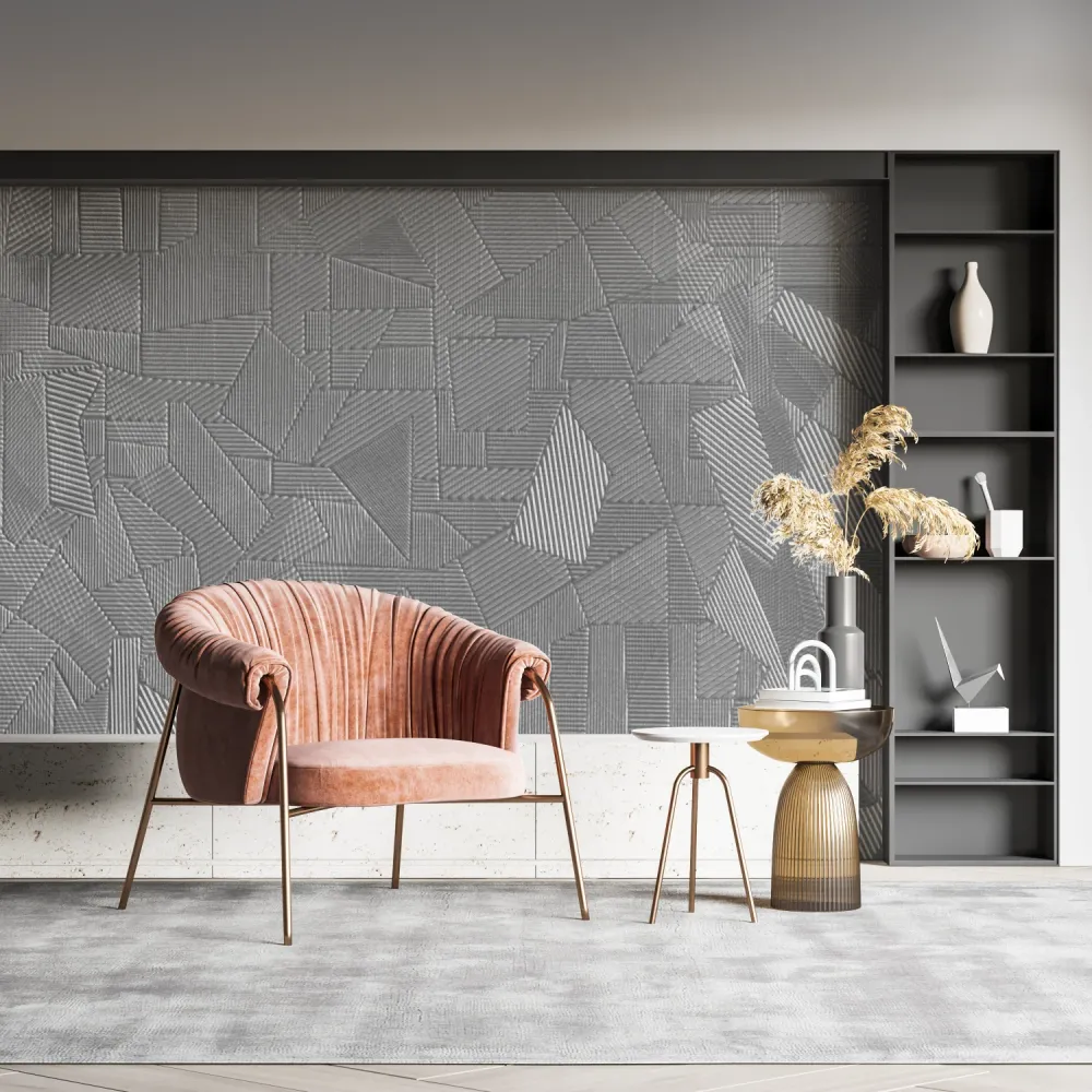 Papier Peint Mural Géométrique | Motif Linéaire Gris Moderne