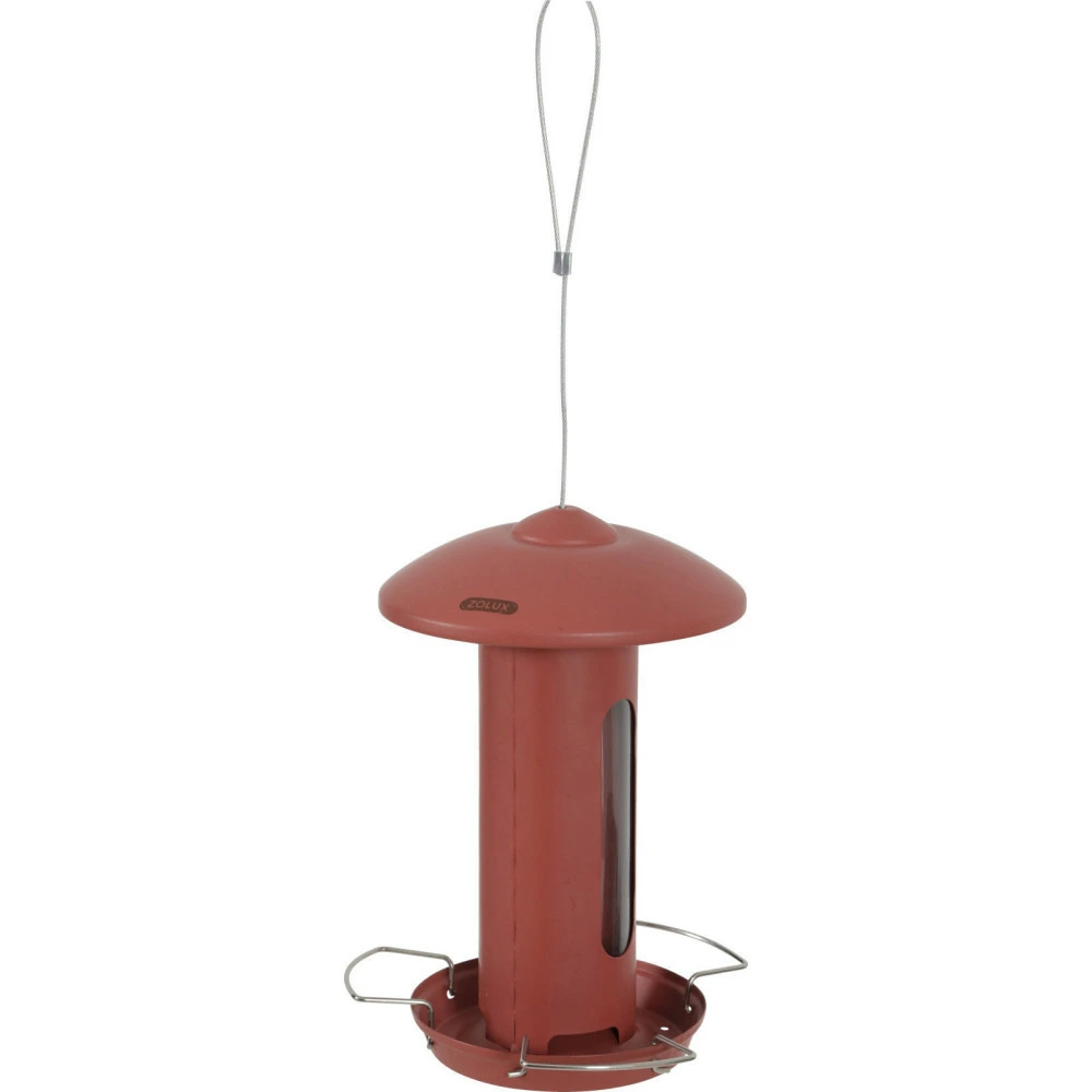 Mangeoire solo métal rouge terra h total 44 cm pour oiseaux