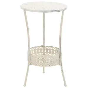 Table de bistro Style vieux Ronde Métal 40 x 70 cm Blanc