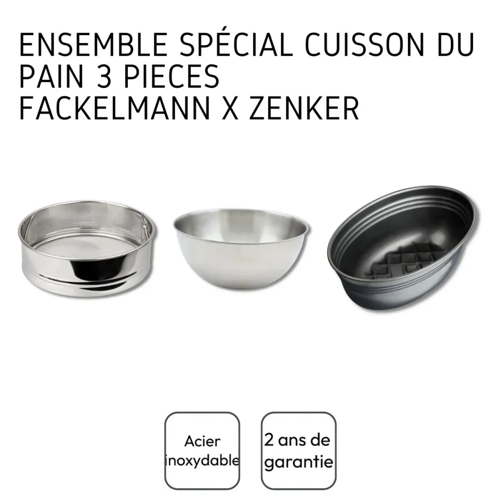 Ensemble 3 ustensiles distinctif cuisson du pain Zenker x Fackelmann