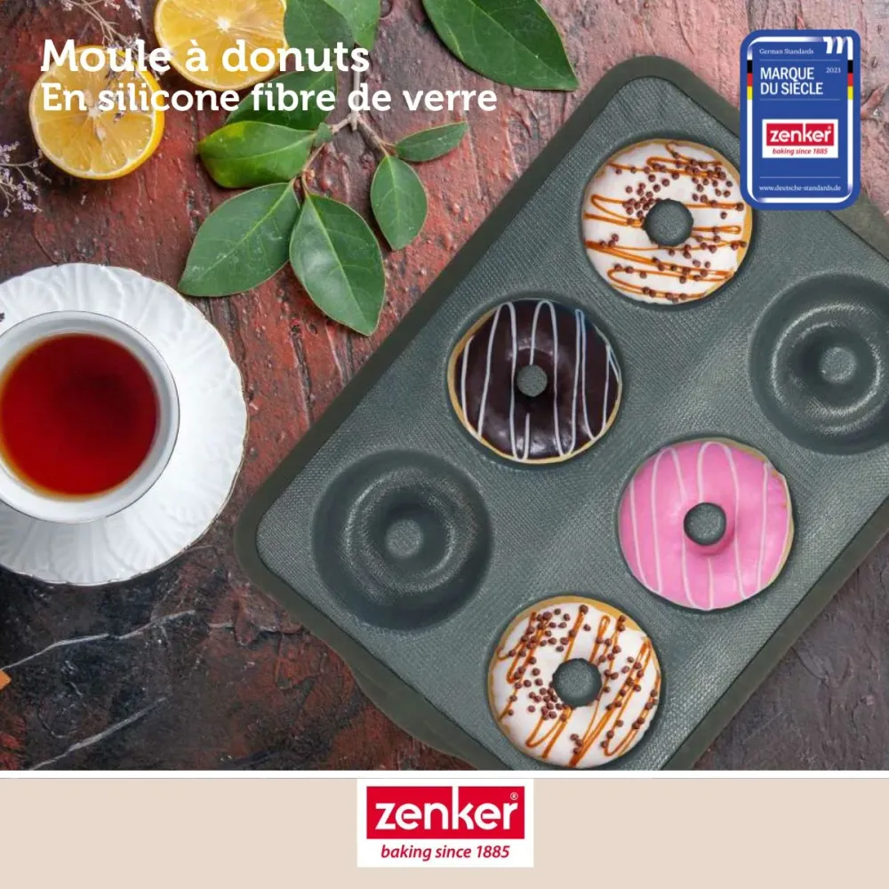 Set pâtisserie avec moule 6 donuts 36 x 26 cm en silicone, 2 bols à mixer, verre mesureur et spatule Zenker