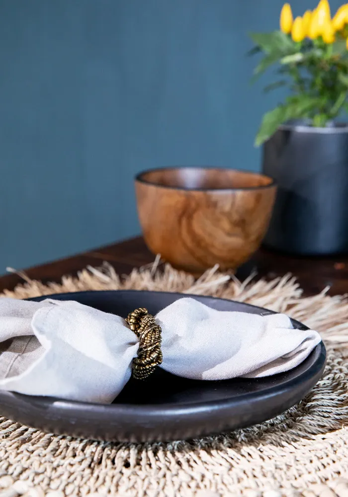 Beaded Napkin Ring - Or fin - Set 4