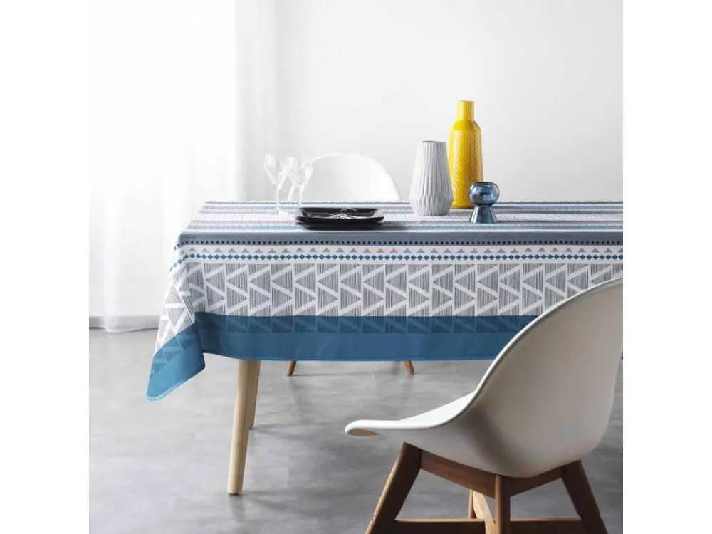 Chemins de Table Nappe Antitache "Pacome" 150x240cm Bleu