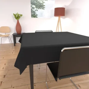 Chemins de Table Nappe anti-tâches carrée 140X140 cm ALIX noir, par Soleil d'ocre