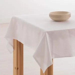 Chemins de Table Nappe hydrofuge anti-taches en lin 100 % Blanc - 100x130 cm