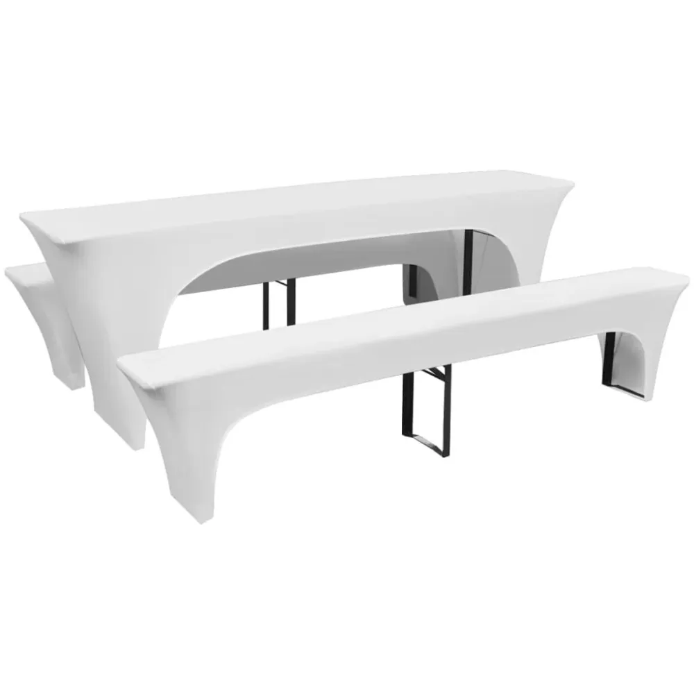3 Nappe pour table de brasserie et bancs extensible blanc 50 cm DEC022295 avec Absorption Maximale