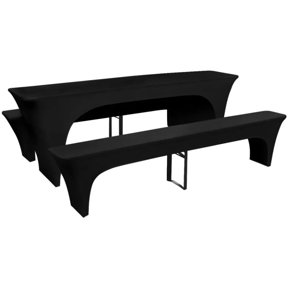 3 Nappe pour table de brasserie et bancs extensible noir 50 cm DEC022297 pour Dîners Formels